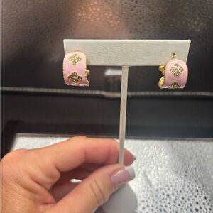 Elegant Pink and Gold Hoop Earrings